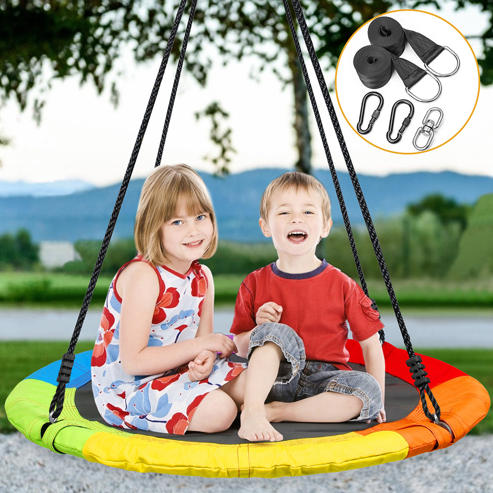 40 Rainbow Tree Swing Waterproof Saucer Tree Swing Set Adjustable Rope  Colorful